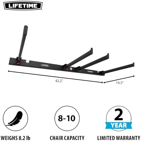 LIFETIME 80719 Wall Mounted Chair Rack Black - Image 4