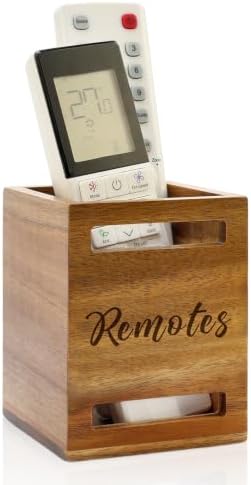Acacia Wood TV Remote Control Holder Wall Mount Recliner Controller Caddy by Hilislog