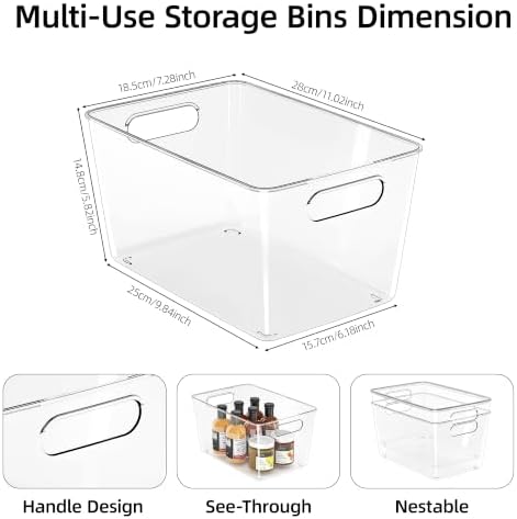 8 Pack Clear Plastic Storage Bins, Pantry Organizing Bins , XL - Image 6