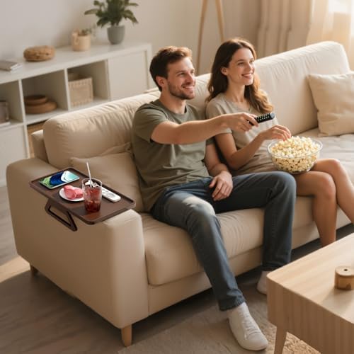 Lifewit Adjustable Couch Arm Tray, Plastic Rotating Sofa Armrest Tray Table - Image 2