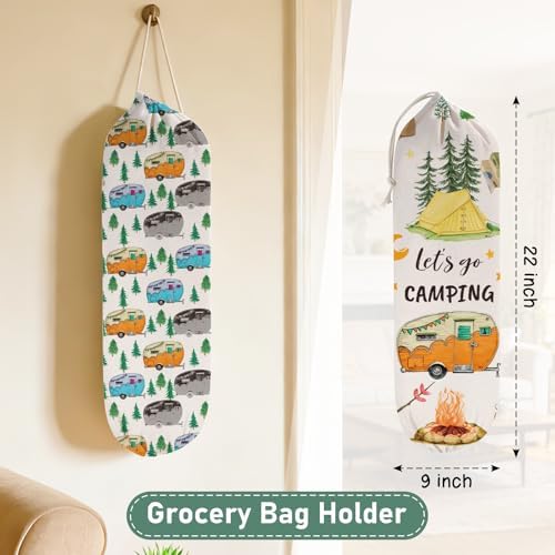 2Pcs Camping RV Essentials Plastic Bag Holder, Reusable Hanging Grocery Bags Holder for Camper RV Accessories, Portable Trash Bags Organizer for Camper Must Haves, Picnics, Beach, Hiking - Image 2