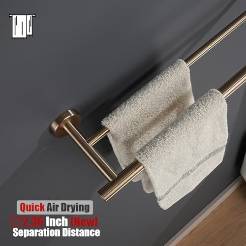 JQK Double Towel Bar Champagne Bronze, 20.5 Inch 304 Stainless Steel Thicken 0.8mm Towel Rack Bathroom, Towel Holder Wall Mount, Useable Length 18 Inch, TB100L18-CB - Image 7