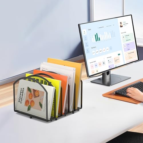 MINDEPOT Desk File Organizer 5 Sections Desktop Organizer File Mail Sorter Office Organization File Folder Holder for Office School & Classroom (Black, 5 Section - 2Pack) - Image 7