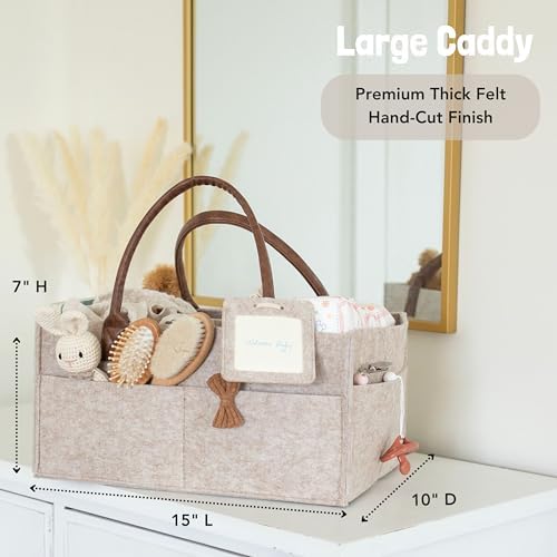 Lily Miles Baby Diaper Caddy Organizer, Nursery Storage Basket for Newborn Essentials, Neutral Gift for Baby Shower, Registry Must-Have, Car Organizer for Diapers and Wipes - Sand, Large - Image 4