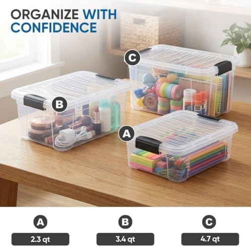 Superio 3.4 Quart Clear Plastic Storage Boxes with Lids, Stackable Organizer Containers, BPA-Free Storage Bins for Home, Office, School & Dorm, 1 Pack - Image 5