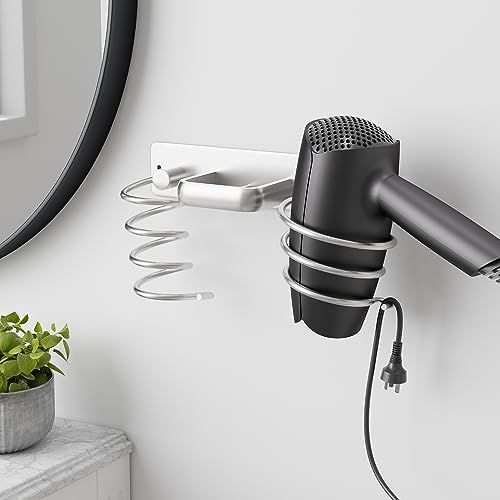 hicorfe Hair Dryer Holder 3 in 1 Hair Tool Organizer,Blow Dryer Holder Wall Mounted,Bathroom Bedroom Care Styling for Flat Iron,Curling Iron,Hair Straightener（Silver） - Image 5