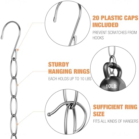 NiHome Space Saving Hangers 20-Pack, Metal Closet Organizer with Safety Cap - Image 3