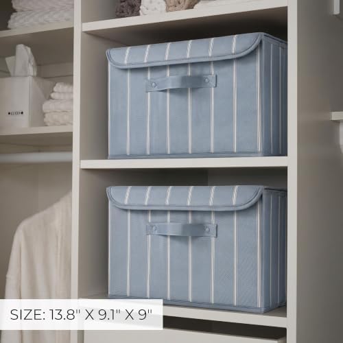 Decorative Linen Storage Boxes with Lids - Spacious Set of 2 Organizer Bins - Image 5