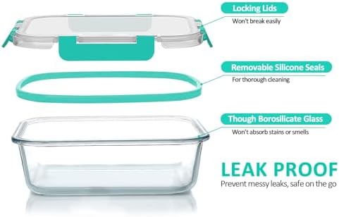 M MCIRCO 80 oz & 36 oz Extra Large Glass Food Storage Containers with Lids - Image 3