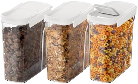 Bentgo Pantry - 6-Piece Airtight Cereal Containers, Easy Push & Pour Lid, Stackable & Clear BPA-Free Storage, Locking Lids for Freshness – Ideal for Kitchen & Pantry Organization (Snow) by Bentgo