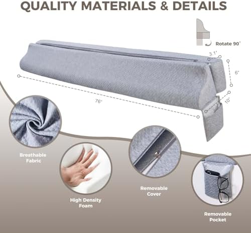 Bed Wedge Gap Filler King Size, Wedge Pillow for Headboard Gap, 76×10×6 in - Image 5