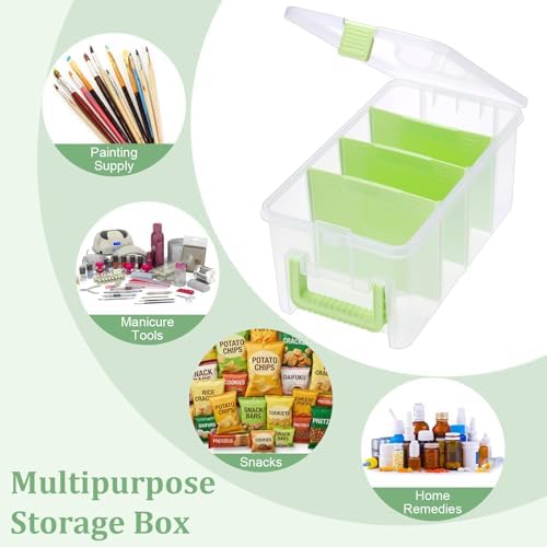 BTSKY Clear Plastic Dividing Storage Box with 4 Deep Compartment Sewing Box - Image 7