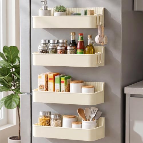 MIMIyasha Magnetic Shelves for Washing Machine - Versatile Storage Organizers for Washing Machine (Cream,4 Pack) by MIMIyasha