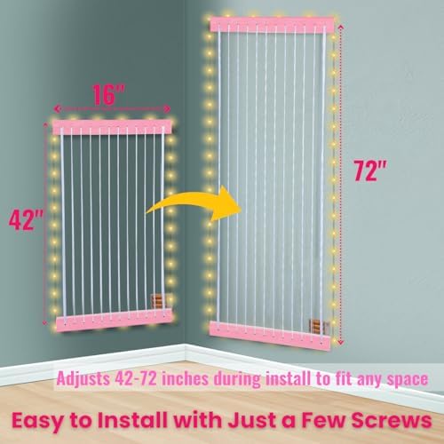 Stuffed Animal Storage Wood Soft Toy Storage for Kids Room，Wall Mount Door Hanging Stuffed Animal Toy Organizer Shelf for Nursery Play Room White with LED Coil -Patent - Image 3