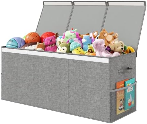 150L Extra Large Toy Storage Box with Lid, Foldable Toy Chest Organizer by Fineonly