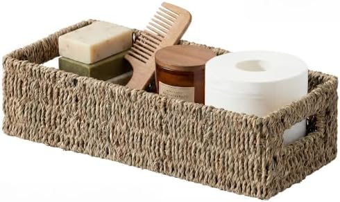StorageWorks Wicker Seagrass Baskets, Toilet Basket Tank Topper by StorageWorks