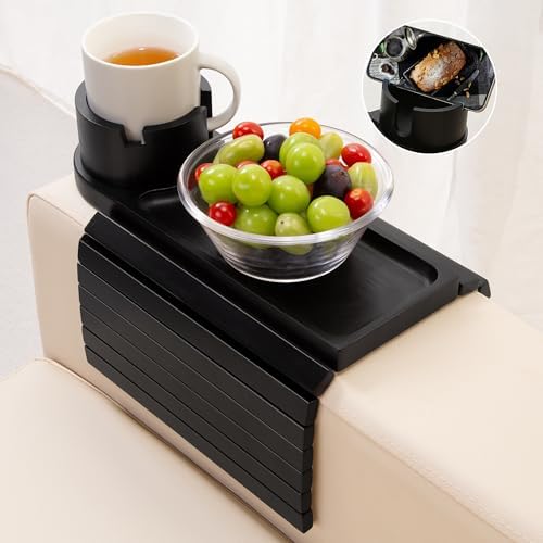 Couch Cup Holder with Phone Stand, Couch Arm Tray for Armrests Over 4.9" by AISONGDONG