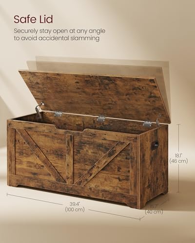 VASAGLE Storage Chest with 2 Safety Hinges, 15.7 x 39.4 x 18.1 Inches - Image 3