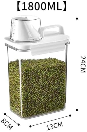 2Pcs Rice Dispenser Storage Containers, 1.8L Small Rice Bucket with Measuring Cup & Pour Spout, Kitchen Plastic Airtight Container for Cereal, Grain, Flour, Sugar, Oatmeal, Dry Pet Dog Food - Image 7