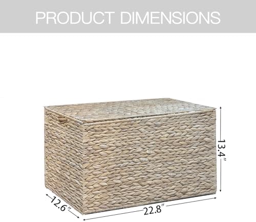 Water Hyacinth Storage Basket with Lid, 17.2 Gallon(65L), White - Image 4