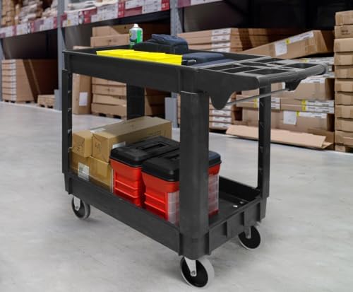 MaxWorks 50993 500-lb Utility Service PP Cart with Two Trays and Wheels 40 inch x 17 inch Overall Dimensions - Image 4