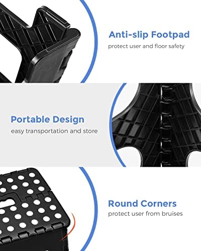 ACKO Folding Step Stools 11 Inch, 2 Pack, 300 lbs, Black - Image 6