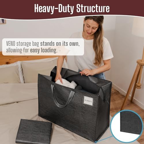 VENO Heavy Duty Moving Bags, Storage Bags, 27 Gallon, Dark Gray, 4 Pack - Image 2