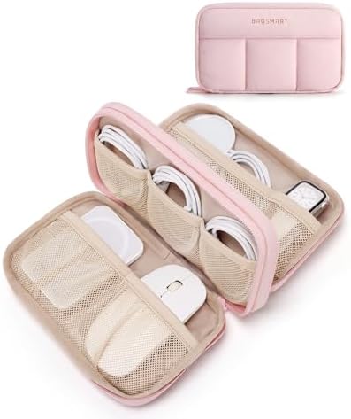 BAGSMART Electronics Organizer Travel Case for Cords Chargers Phones, Pink by BAGSMART