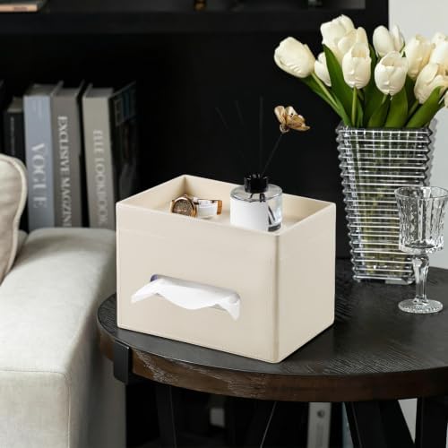 Plus Size Tissue Box Cover, Rectangle Tissue Box Organizer, Beige - Image 2