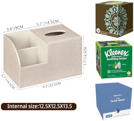 PU Leather Square Tissue Box Cover - Multi-Functional Tissue Box Holder - Image 3