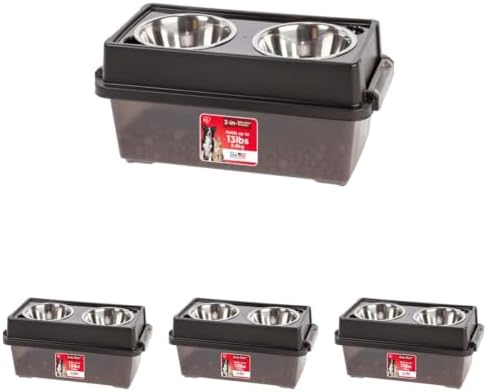 IRIS USA Elevated Dog Bowls 9" H, up to 13 lb Storage, Black, Made in USA, Medium - 9" H w/ 2 Bowls (Pack of 4) by Unknown