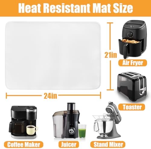 TOHONFOO Heat Resistant Mats for Countertop & Air Fryer, 24x21 in, White - Image 2