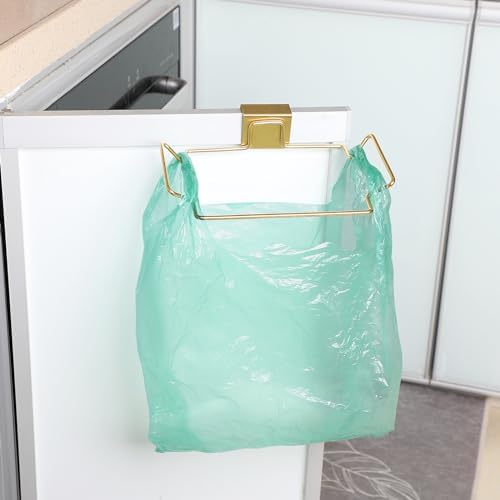 Large Stainless Steel Trash Bag Holder for Kitchen Cabinets Doors and Cupboards, Gold - Image 6