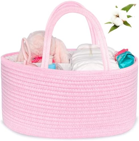 ABenkle Diaper Caddy Organizer, Boho Rustic Cotton Rope Nursery Baby Basket, Changing Table Organizer for Baby Diaper Storage and Baby Shower by ABenkle