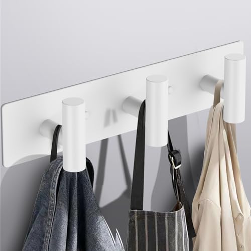 Bntuk Coat Rack Wall Mount - 3 Coat Hooks, Towel Racks for Bathroom Robes Bags Keys, Hat Rack Wall Towel Hooks Organizer (White) - Image 2