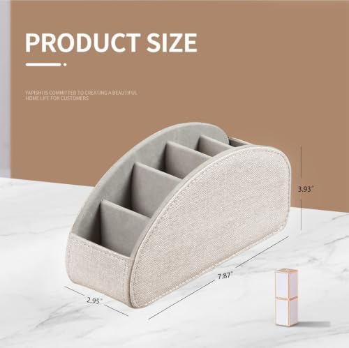 PU Leather TV Remote Control Holder/Caddy for Table with 5 Compartments - Image 3