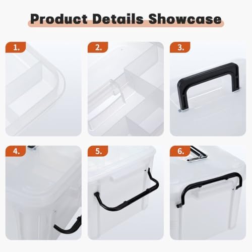 Set of 2 Medicine Organizer - Plastic Storage Box with Handle White - Image 5