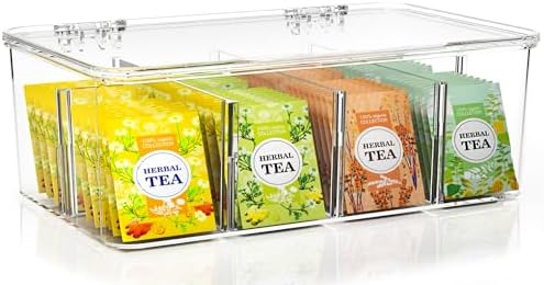 Utopia Home Tea Bag Organizer with Lids, Stackable Tea Box, 1 Pack, Clear by UTOPIAHOME