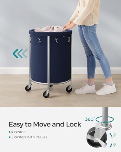 SONGMICS Laundry Basket with Wheels, 29 Gal., Steel Frame, Removable Bag - Image 4