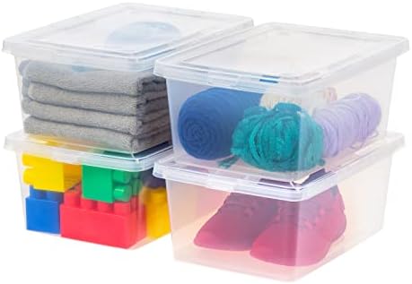 IRIS USA 4-Pack 15 Qt Storage Bins with Lids, Clear, Stackable by IRISUSA