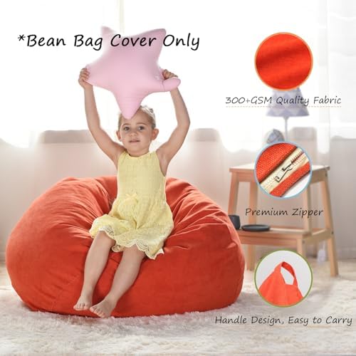 YuppieLife Stuffed Animal Storage Bean Bag Cover, 27" Canvas Toy Organizer - Image 3
