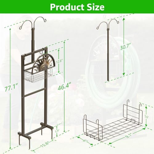 Garden Hose Reel Holder Stand, 77Inch, Holds 150-Feet of 5/8 Inch Hose - Image 2