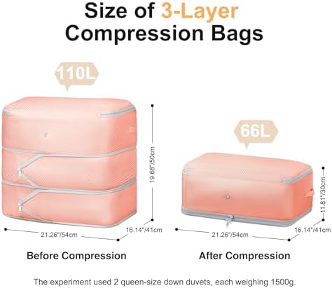 Comforter Storage Bag - Large Capacity Blanket Storage Bags 3-Layer Ultra Space Saving Self Compression Organizer, Washable Compression Bags for Storage Comforter Blanket, 2-Pack, Pink - Image 2