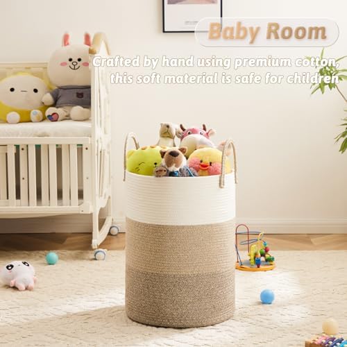 Artfeel Laundry Basket,Woven Cotton Rope Laundry Hamper,100L for Decorative Storage of Dirty Clothes,Toys and Blankets in Bathroom,Bedroom and Living Room - Image 3