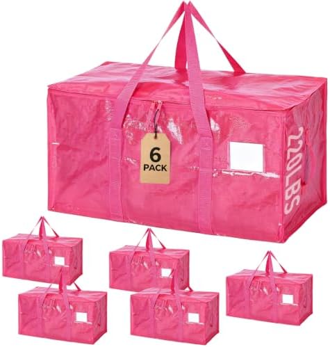 6Pcs Heavy Duty Extra Large Moving Bags Storage Totes Fold by SOLUSTRE
