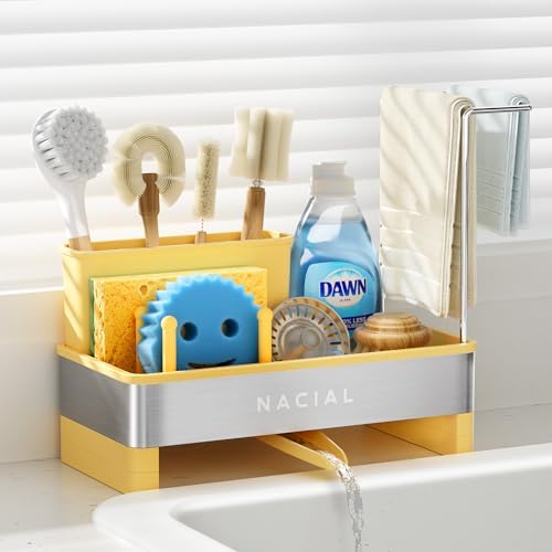 Nacial Kitchen Sink Organizer, Sink Caddy with Sponge & Tall Brush Holder by NacialPromise-Consumersfirstalways