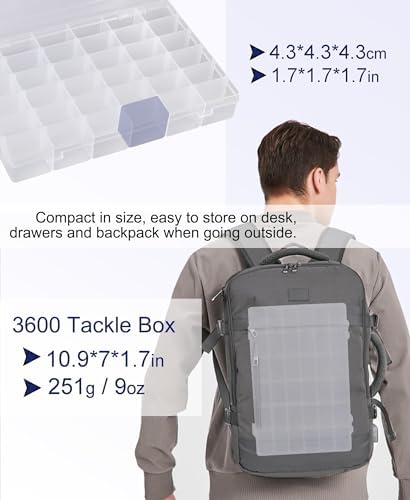 8 PCS 36 Grids Bead Organizer Box Plastic Box Clear Box Organizer 3600 Tackle Box Organizer Bead Containers Plastic Organizer Compartment Organizer Box Jewelry Earring Organizer (8 Pcs) - Image 2