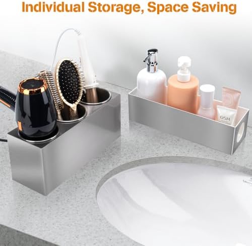 GFWARE Hot Hair Styling Tool Organizer with 3 Stainless Steel Cups, Silver - Image 4