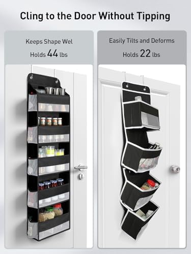 Yecaye 1 Pc Over the Door Organizer with 5 Bins 10 Side Pockets, 44lbs Load Hanging Bathroom and Bedroom Organizer, behind the Door Hanging Organizers for Nursery Newborn Baby Essential Stuff Black - Image 2