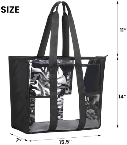 BORMELUN Large Clear Bag Tote for Work Concerts Stadium approved Heavy duty Transparent See Through Purse with mesh pockets - Image 3